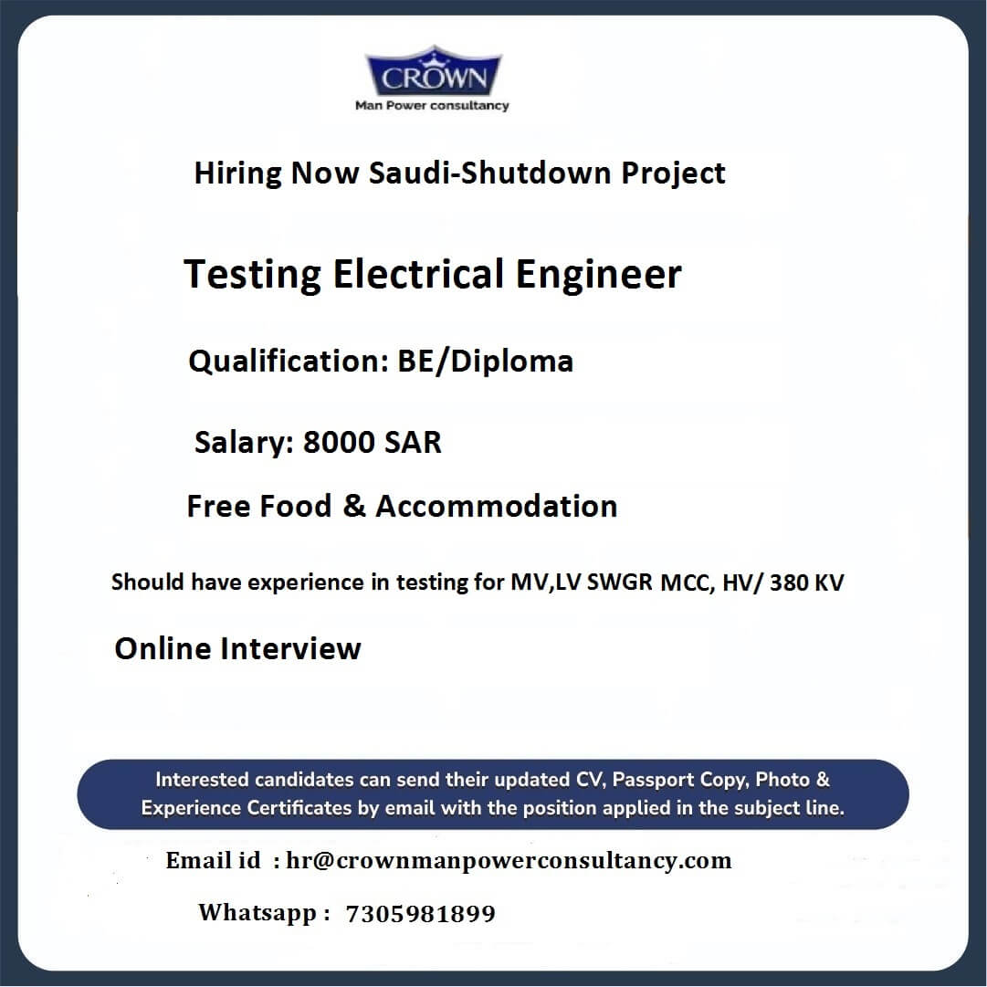 Hiring Now Saudi-KSA ( Shutdown Project)