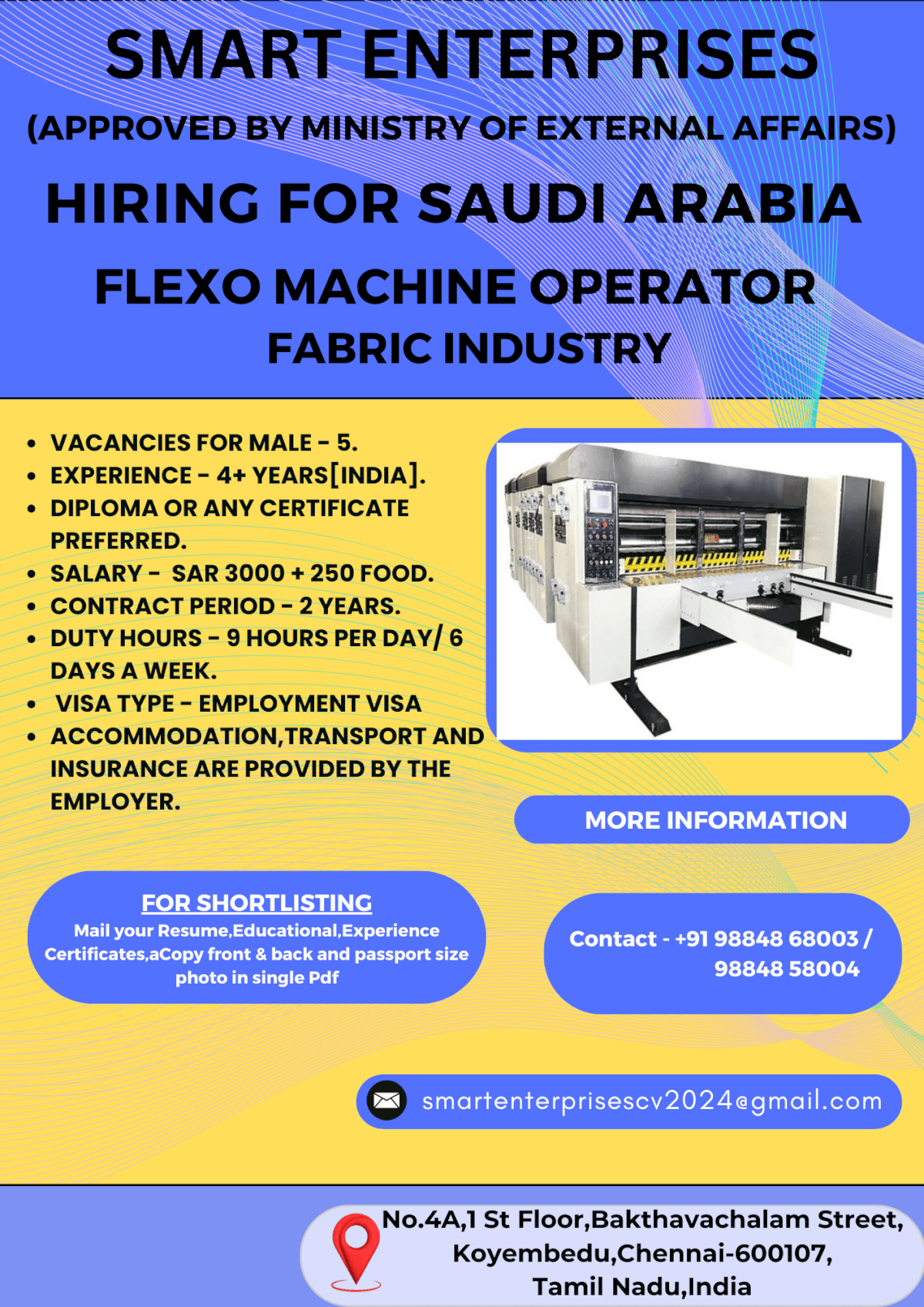 HIRING FOR FABRIC INDUSTRY SAUDI ARABIA