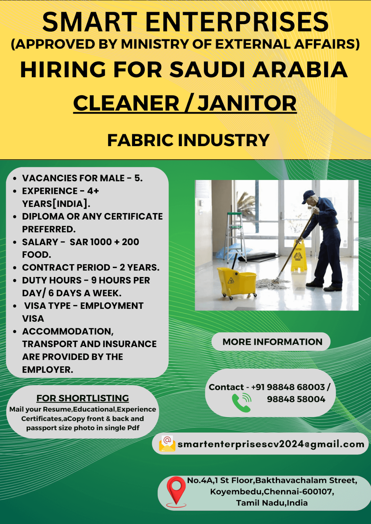 HIRING FOR FABRIC INDUSTRY SAUDI ARABIA