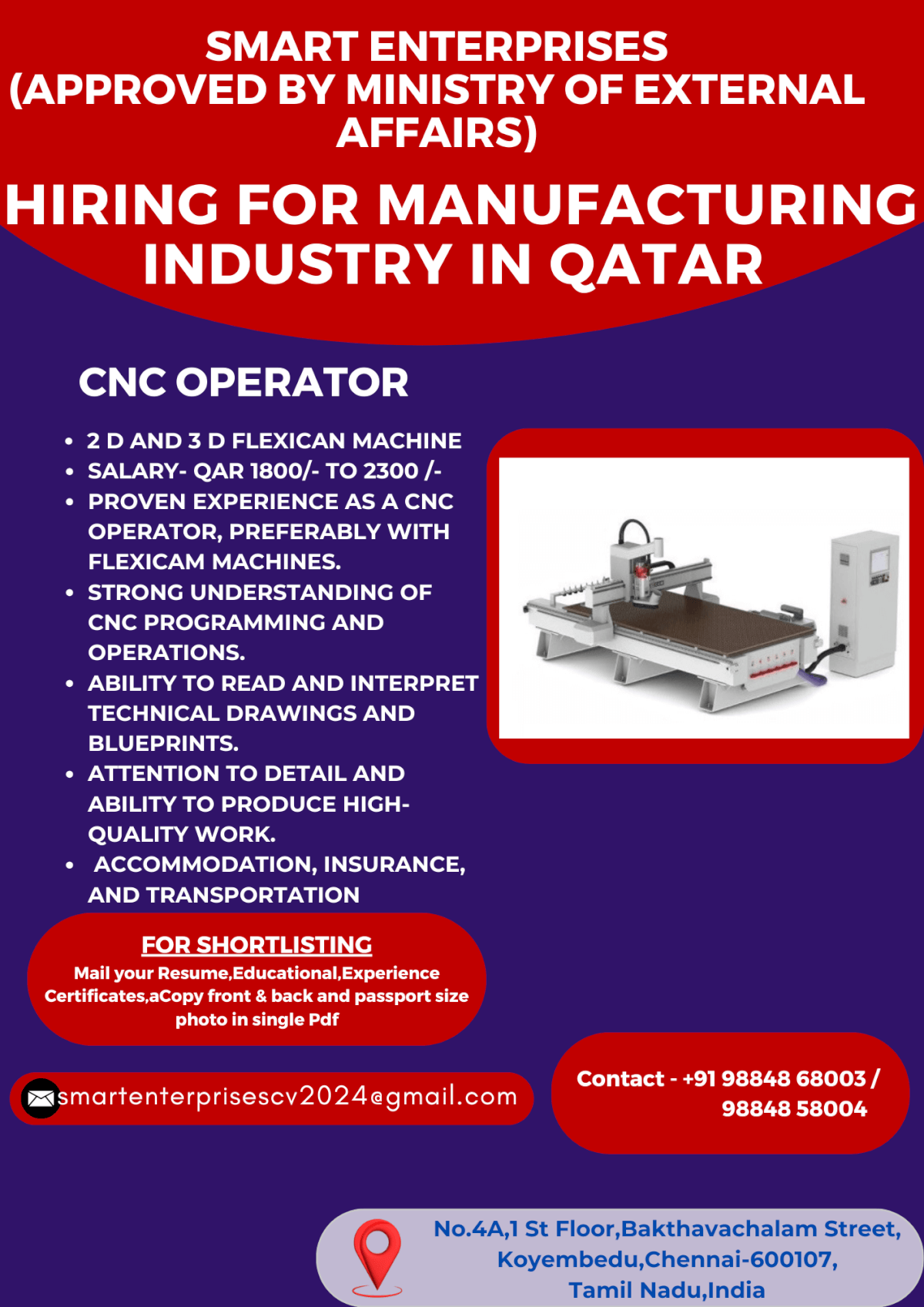 HIRNG FOR MANUFACTURING INDUSTRY IN QATAR