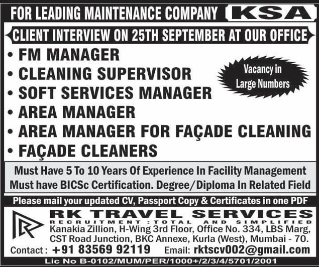 For Leading Maintenance Company – KSA