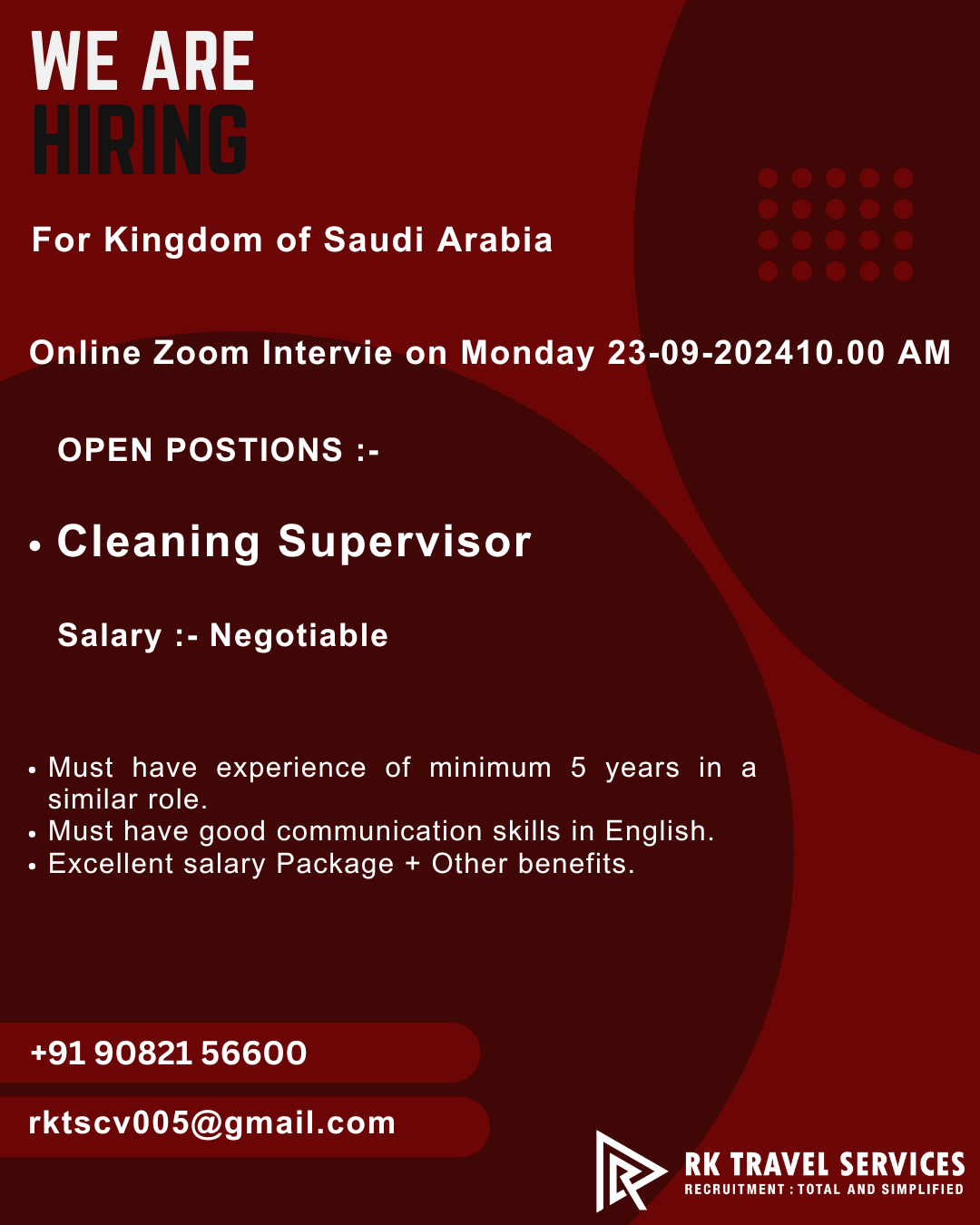 Hiring For Kingdom of Saudi Arabia