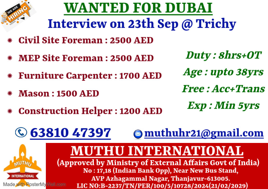 WANTED FOR DUBAI