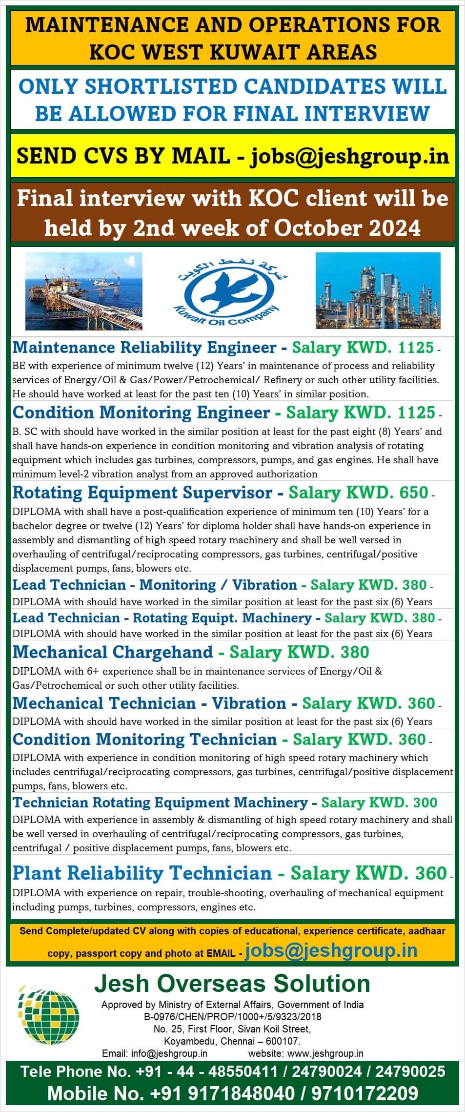 Engineers, Supervisors and Technicians