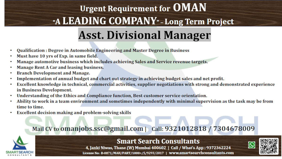 Asst. Divisional Manager