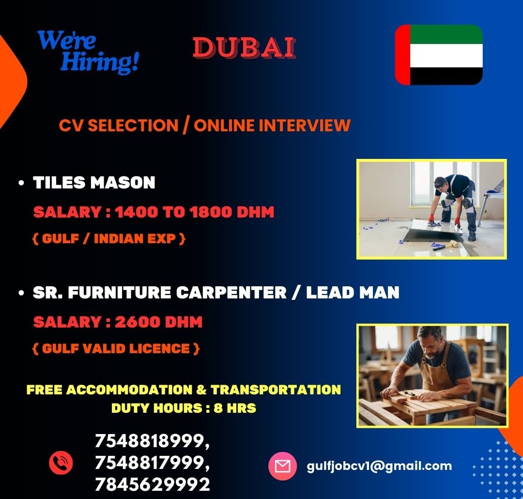 Urgently required for a leading co in dubai