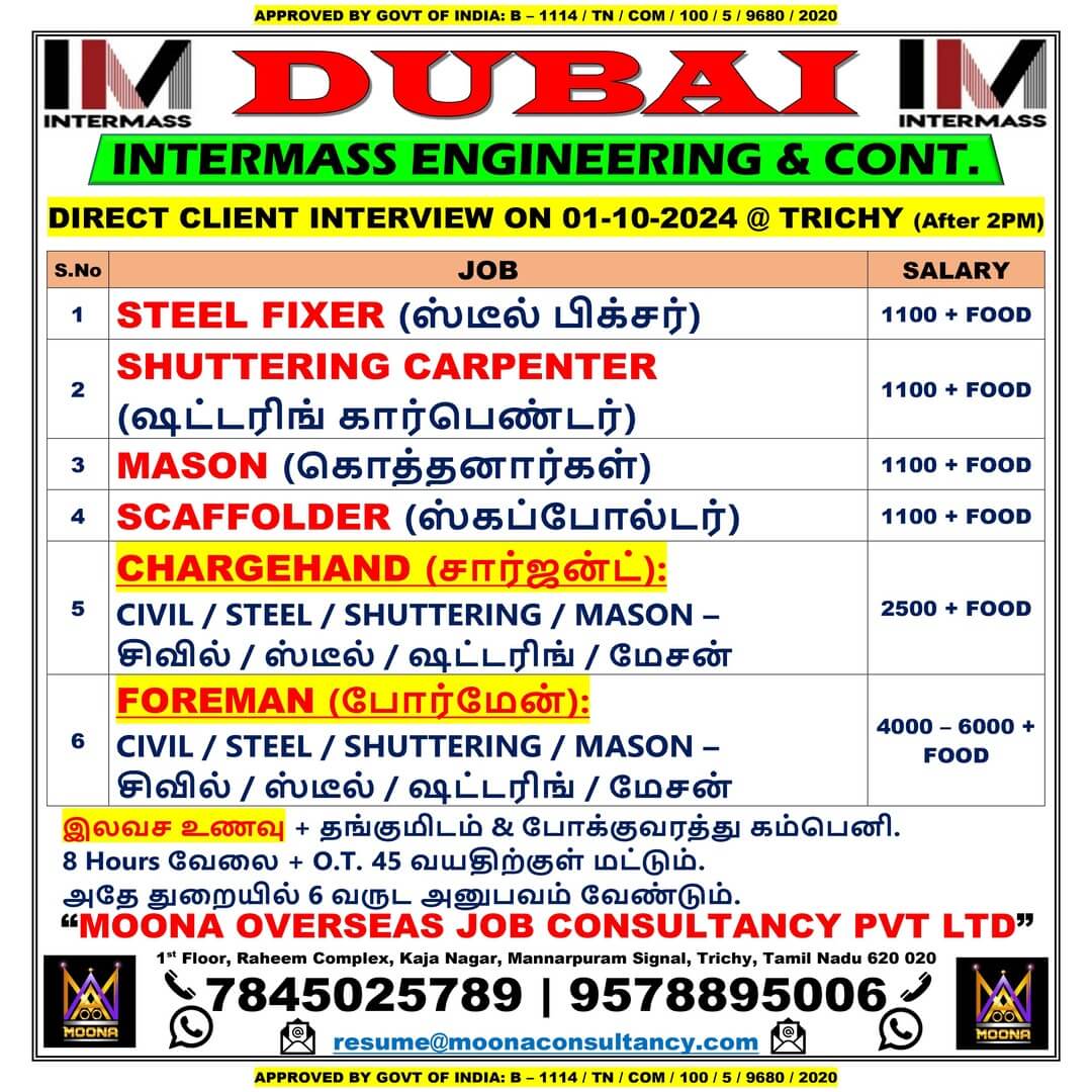 DUBAI INTERMASS COMPANY VACANCY