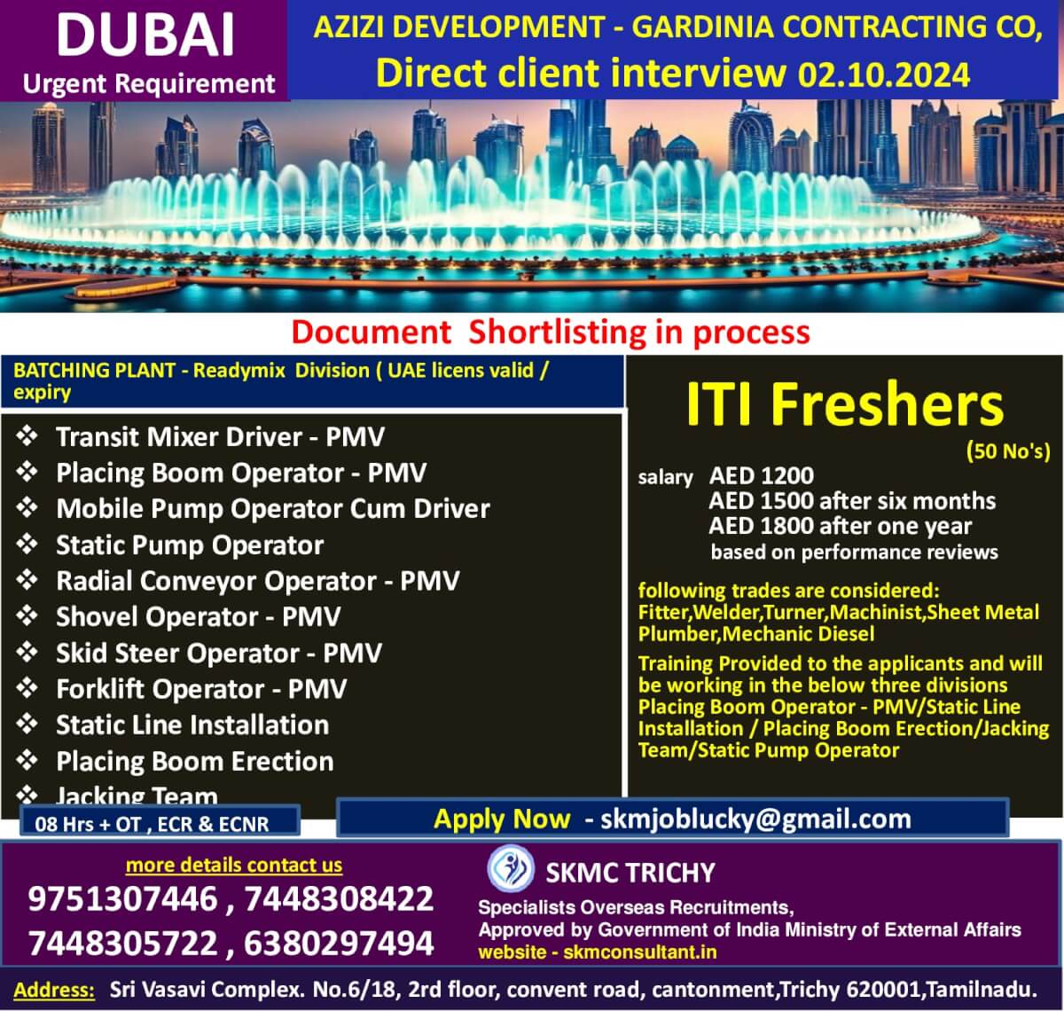 URGENT REQUIREMENT - DUBAI(DIRECT CLIENT INTERVIEW 02.010.24)