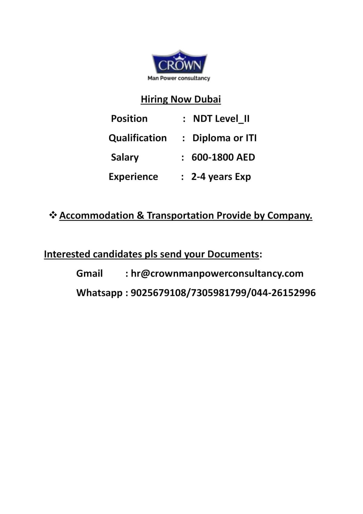 HIRING NOW DUBAI