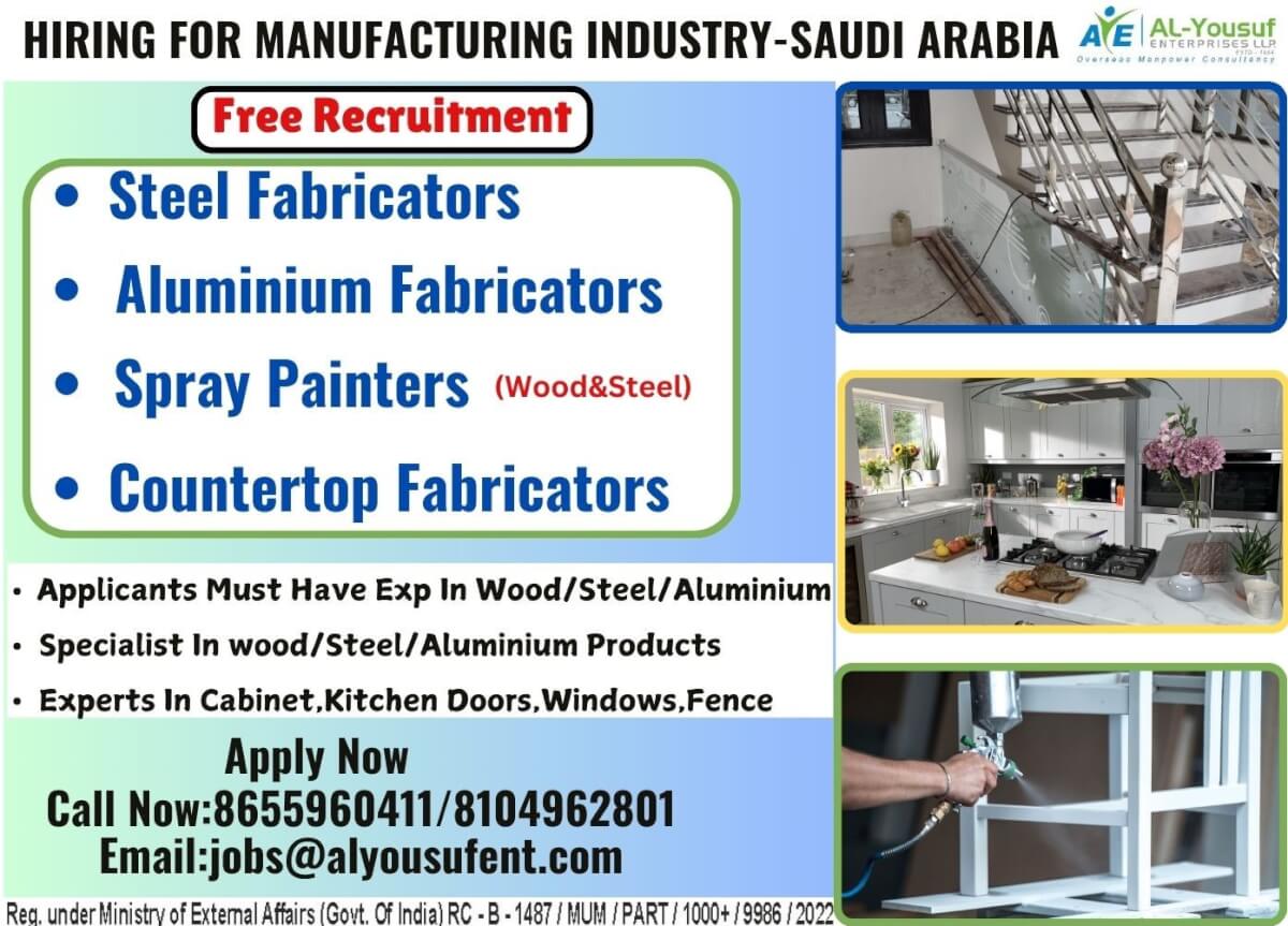 HIRING FOR LEADING MANUFACTURING COMPANY-SAUDI ARABIA