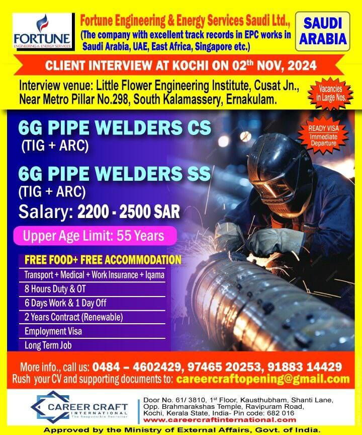 Client Interview at Kochi for Welders -