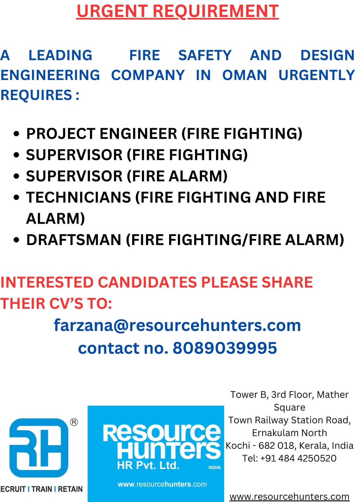 FIRE FIGHTING AND FIRE ALARM ( SUPERVISOR , PROJECT ENGINEER , DRAFTSMAN , TECHNICIAN)