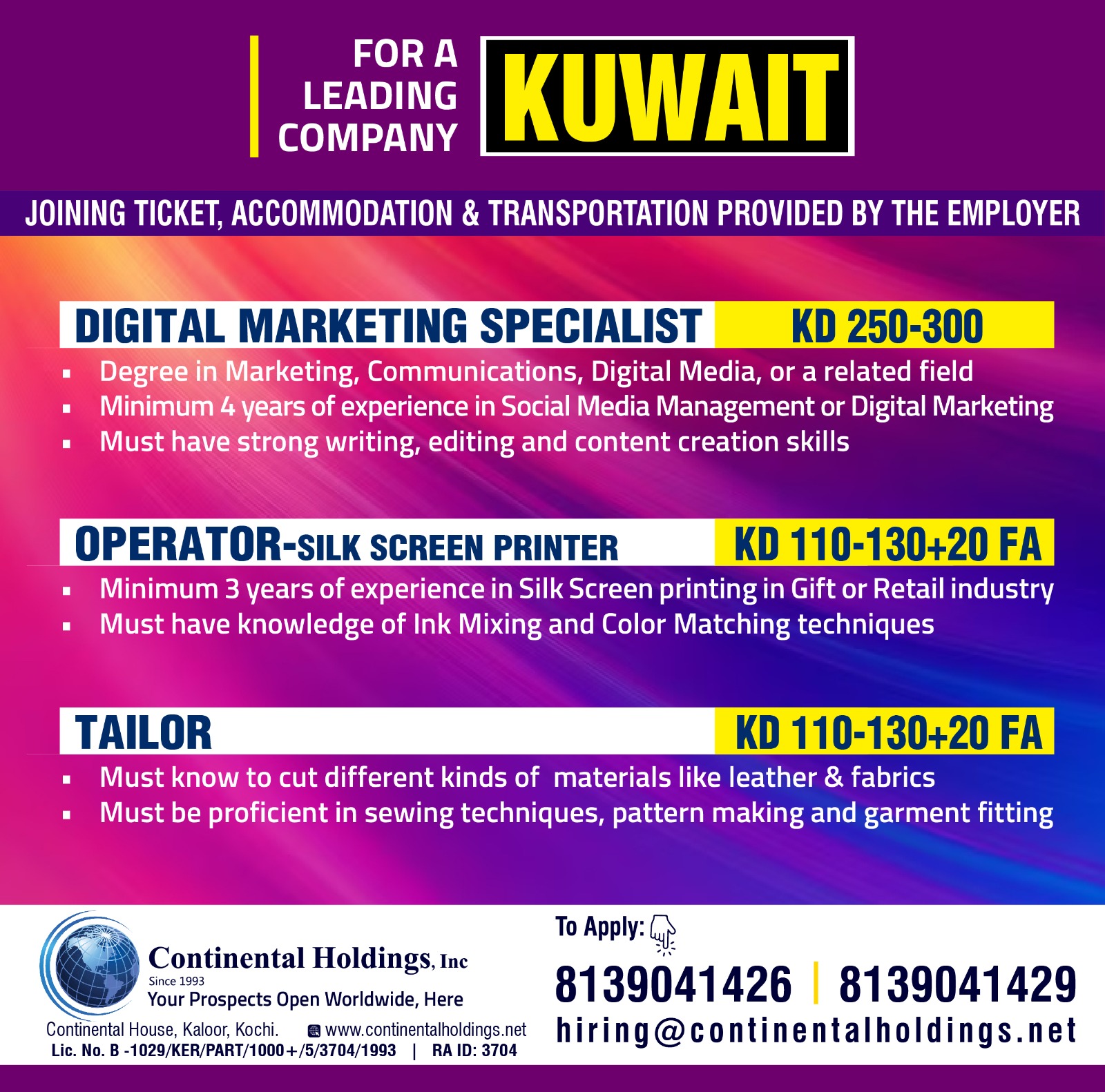 Hiring for Kuwait