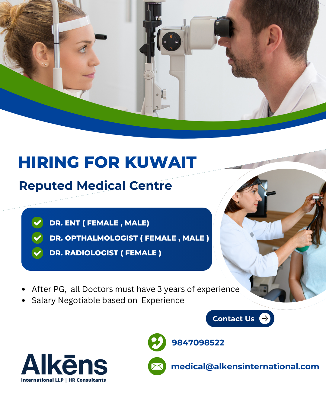 HIRING FOR KUWAIT MEDICAL CENTER