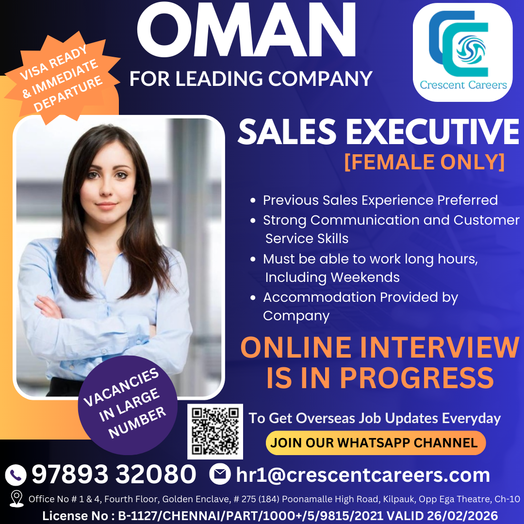 SALES EXECUTIVE – FEMALE