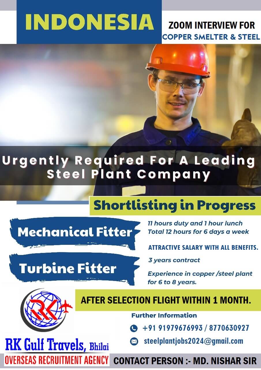 HIRING FOR A LEADING COPPER SMELTER & STEEL PLANT - INDONESIA