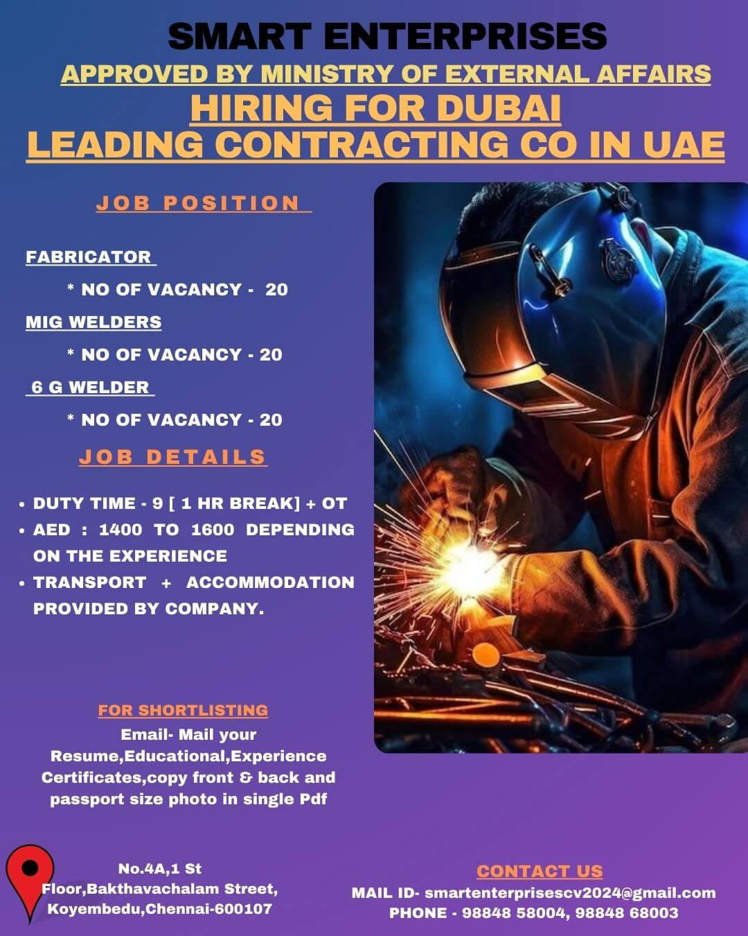 HIRING FOR dubai leading CONTRACTING co in UAE