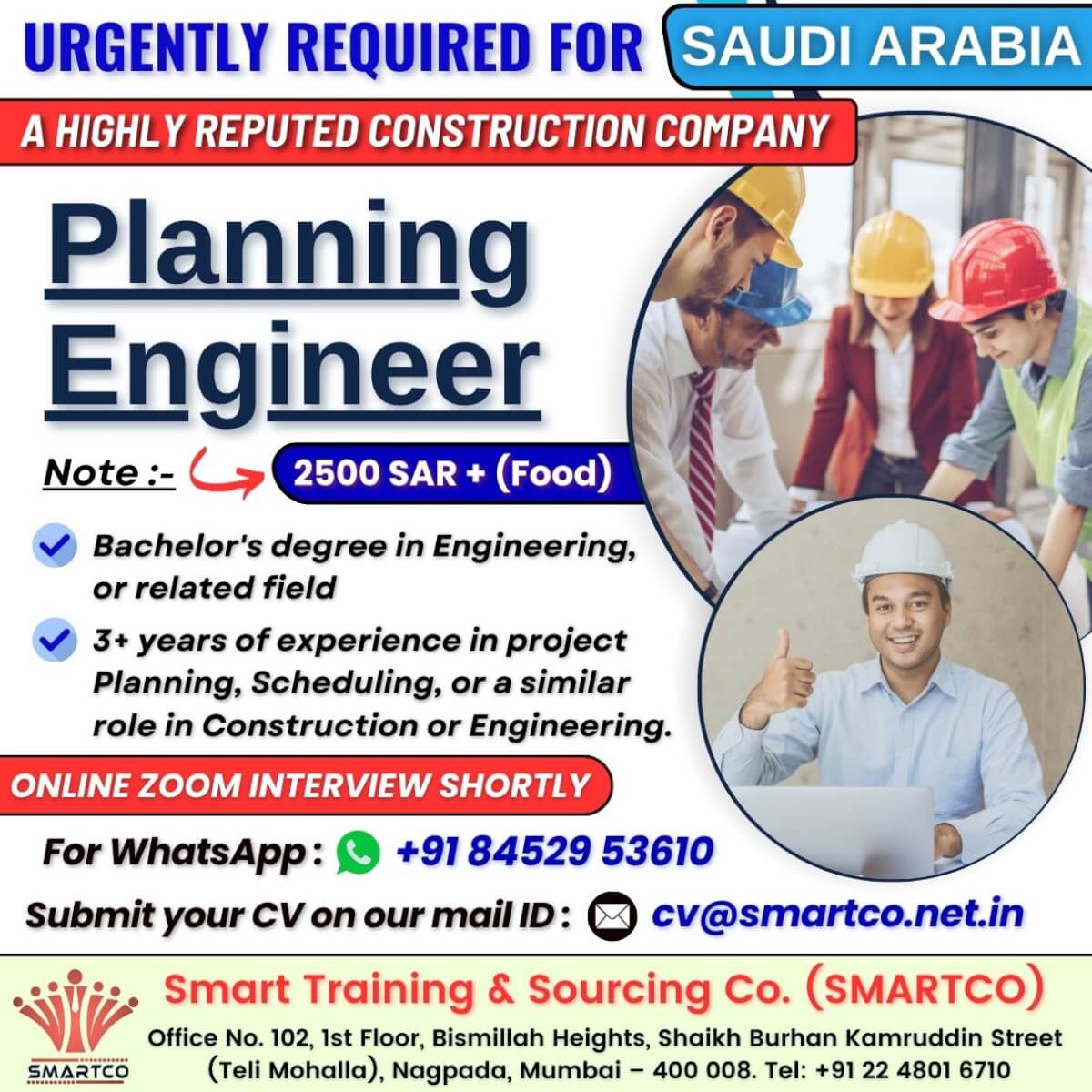 URGENTLY REQUIRED FOR SAUDI ARABIA