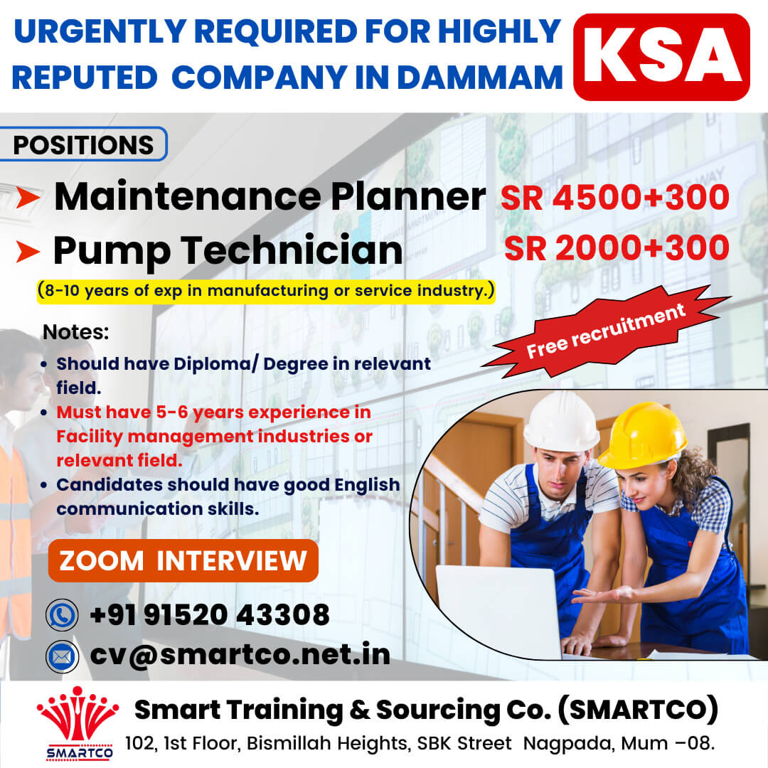 URGENTLY REQUIRED FOR HIGHLY REPUTED COMPANY IN DAMMAM - KSA