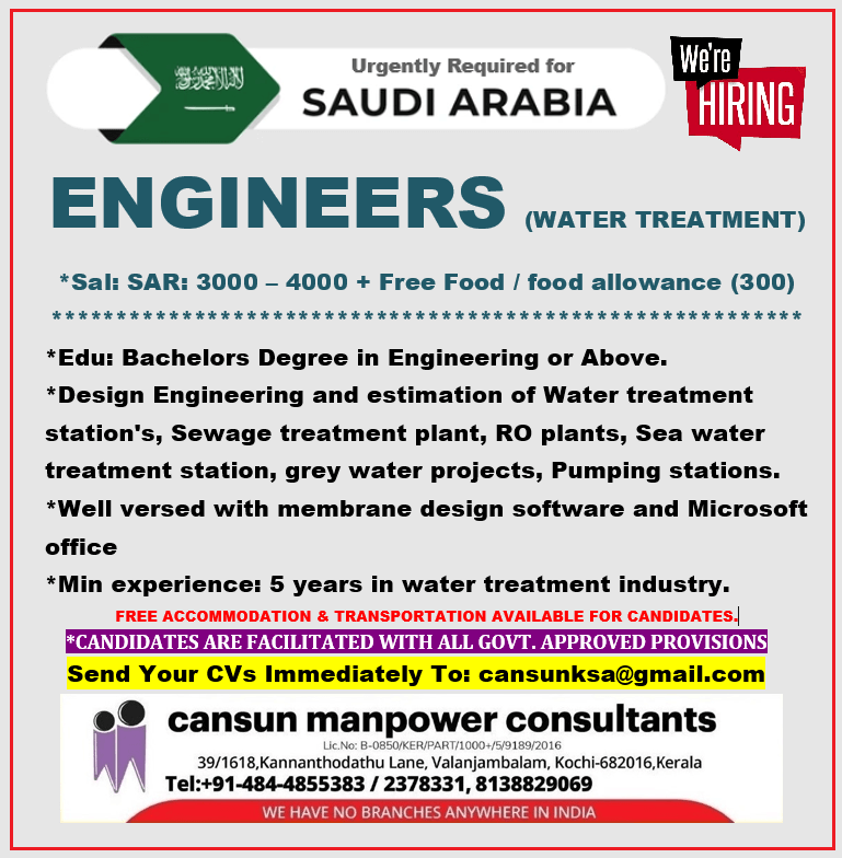 Urgently Required for KSA