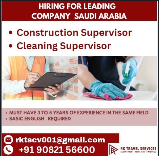 HIRING FOR LEADING COMPANY SAUDI ARABIA