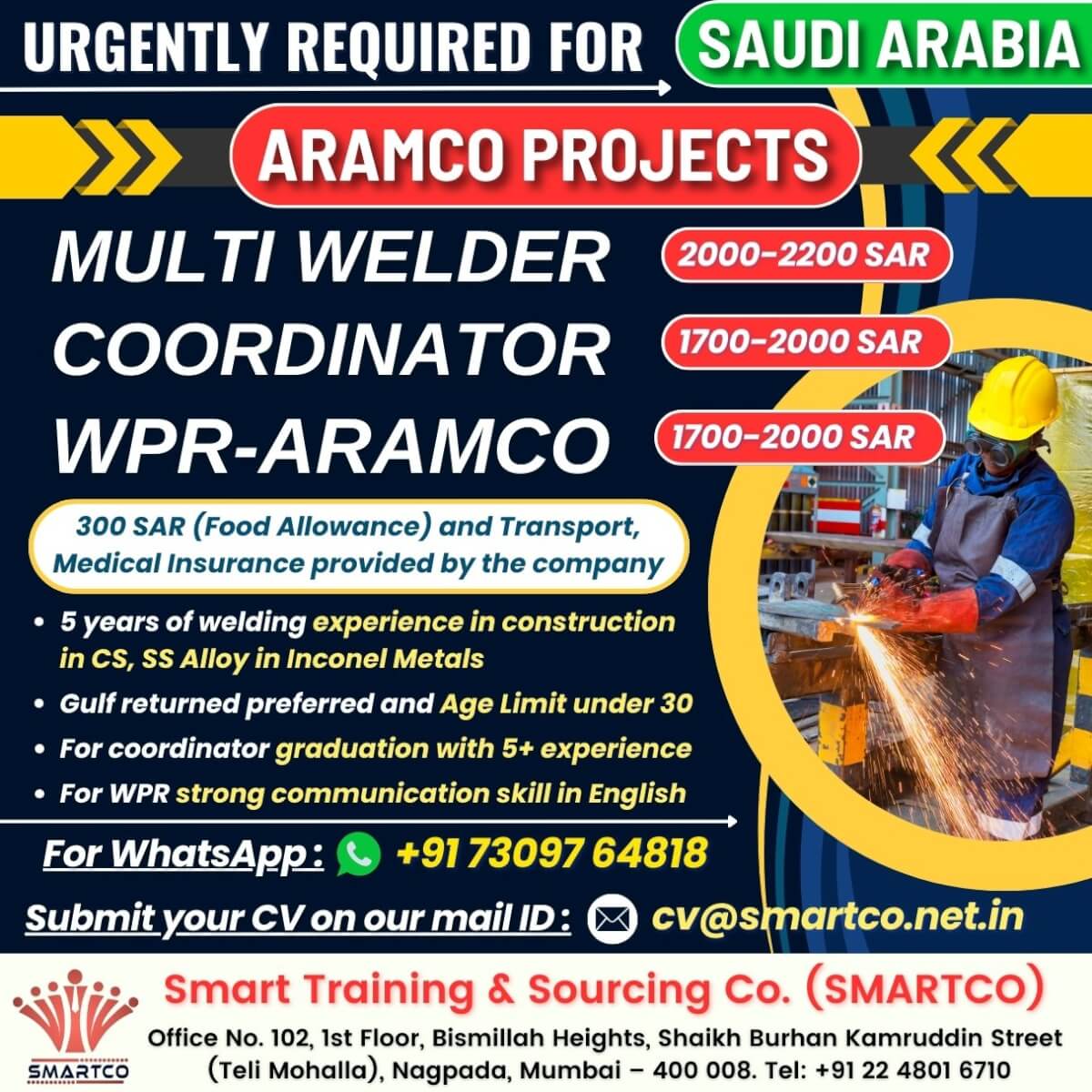 URGENTLY REQUIRED FOR - (SAUDI ARABIA)