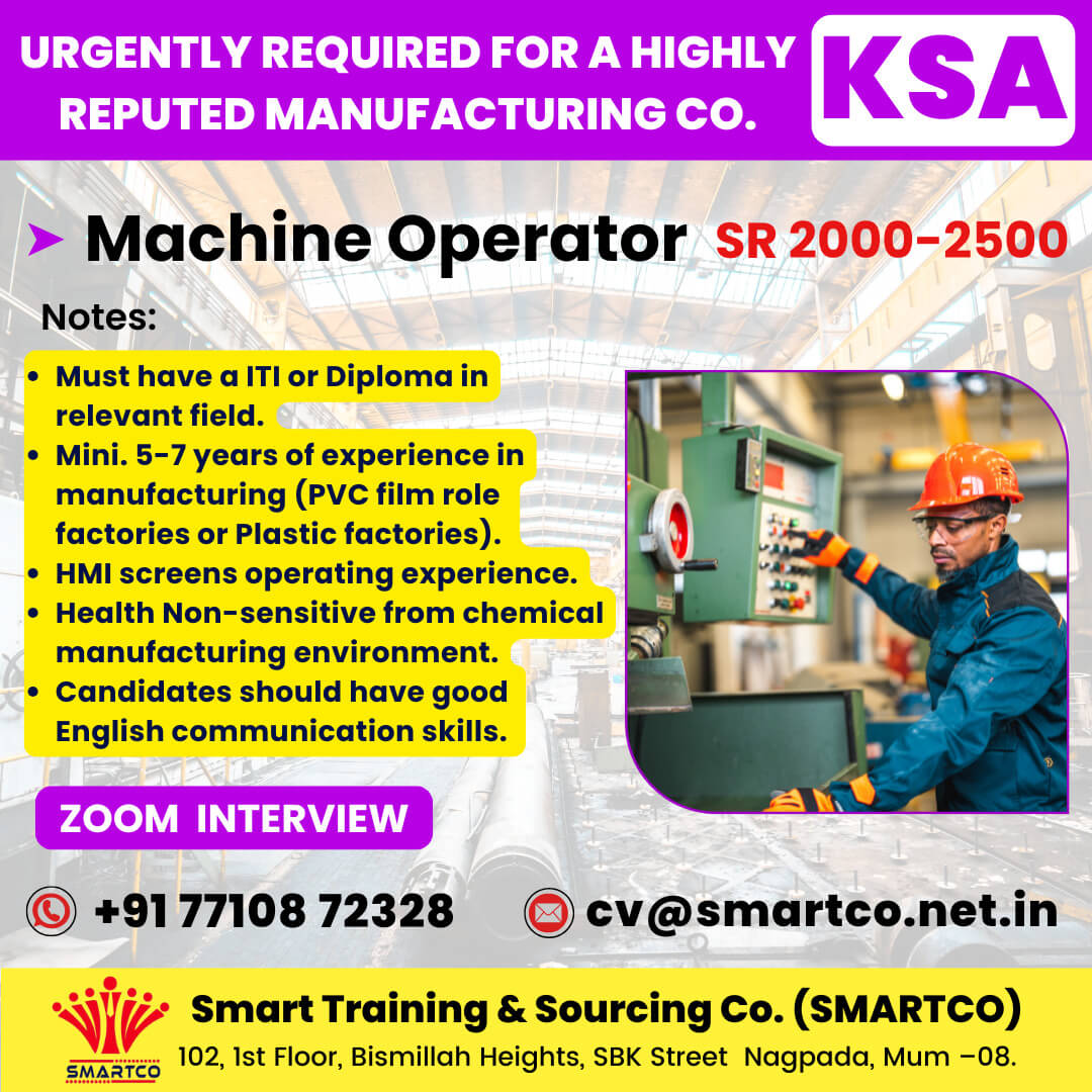 URGENTLY REQUIRED FOR A HIGHLY REPUTED MANUFACTURING CO. - KSA