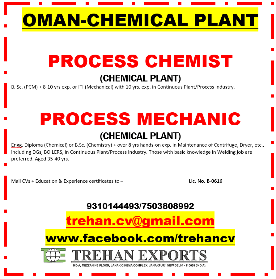 PROCESS MECHANIC / PROCESS CHEMIST