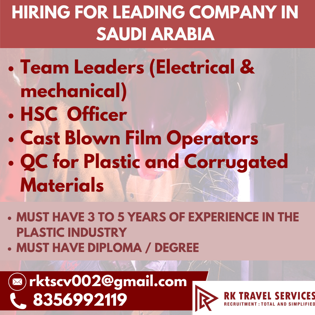 Hiring for LEADING COMPANY in SAUDI ARABIA