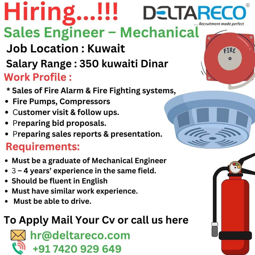 Hiring Sales Engineer for Kuwait