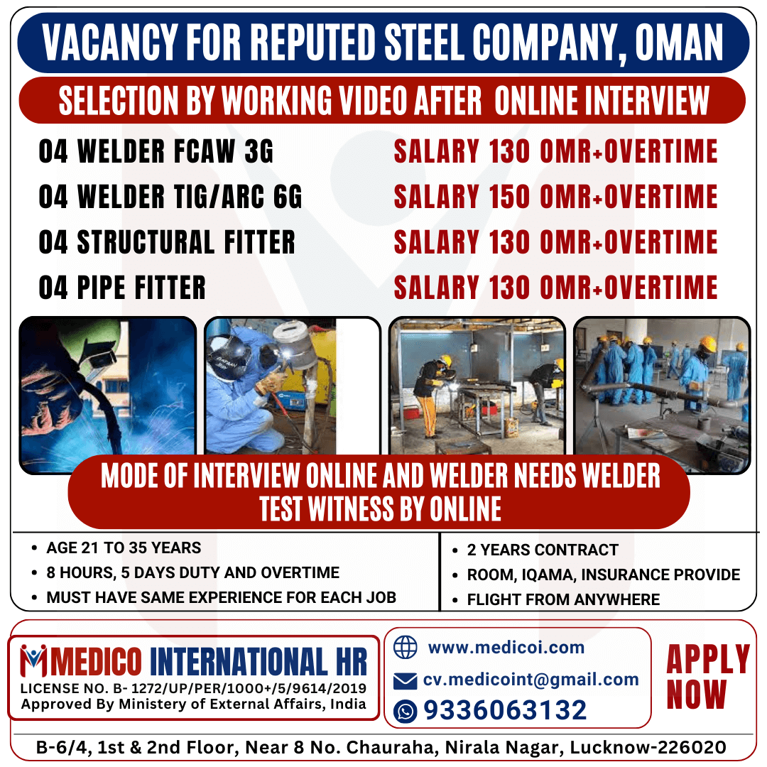 Welder, 3G, 6G and Structure Fitter and Pipe Fitter