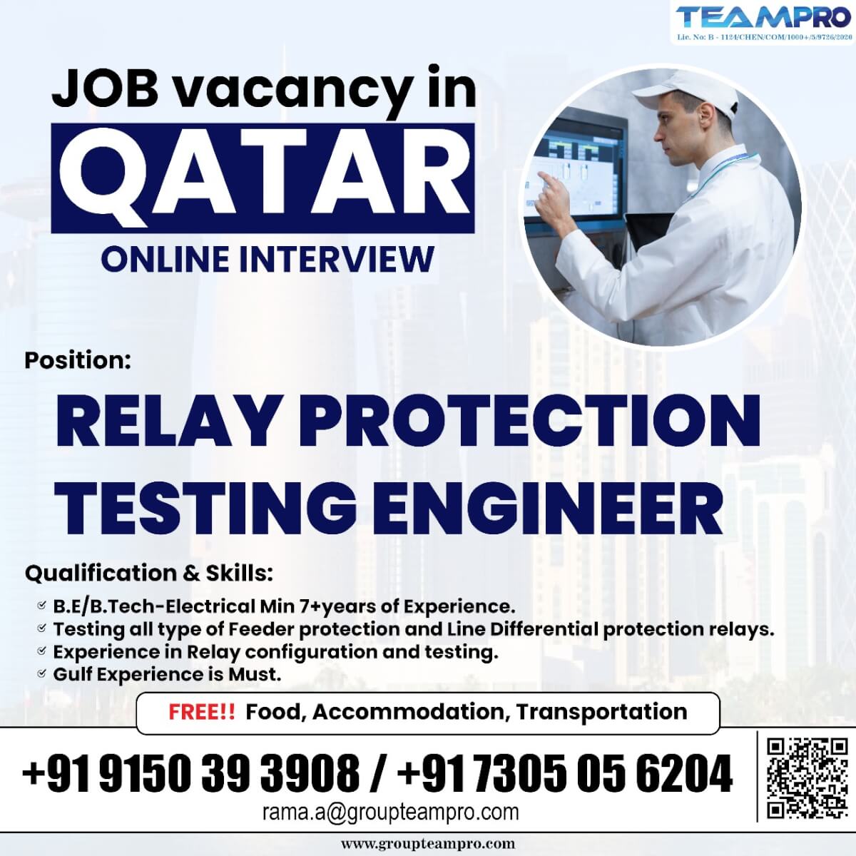 RE:  Relay Protection Testing Engineer-Qatar