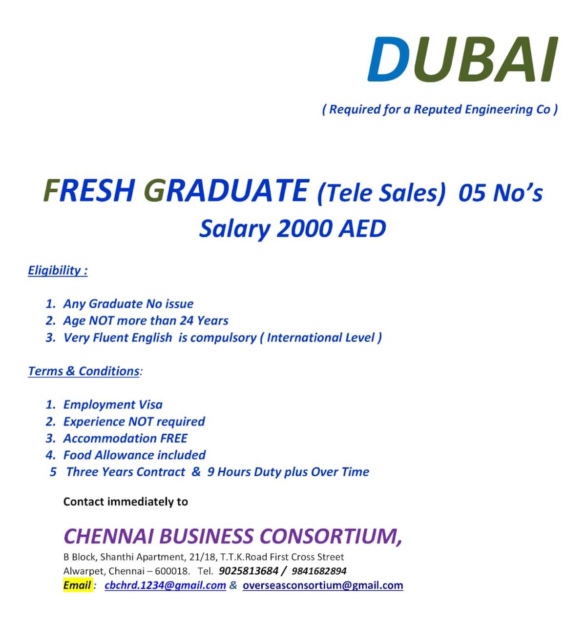 FRESH GRADUATE ( TELE SALES MARKETNNG )