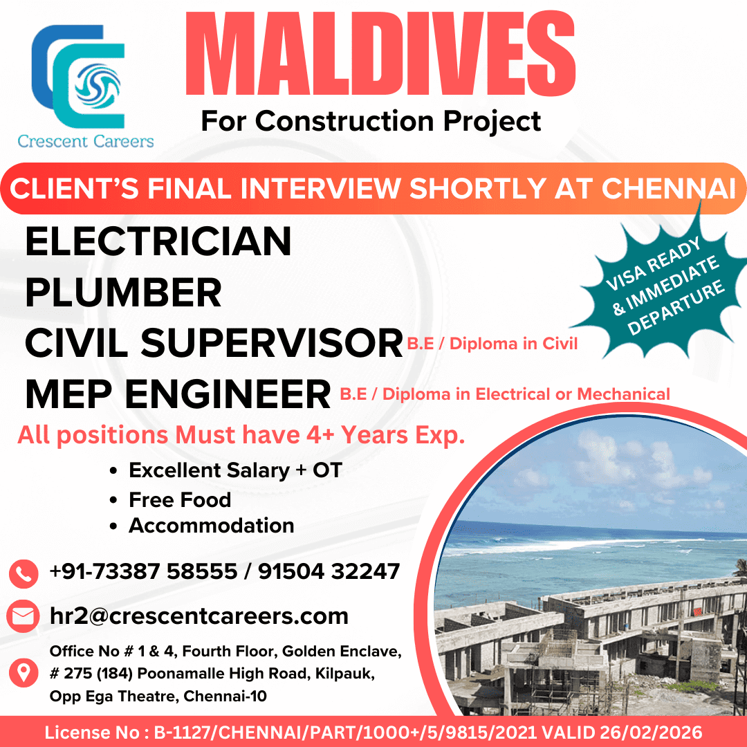 ELECTRICIAN / PLUMBER / CIVIL SUPERVISOR /MEP ENGINEER