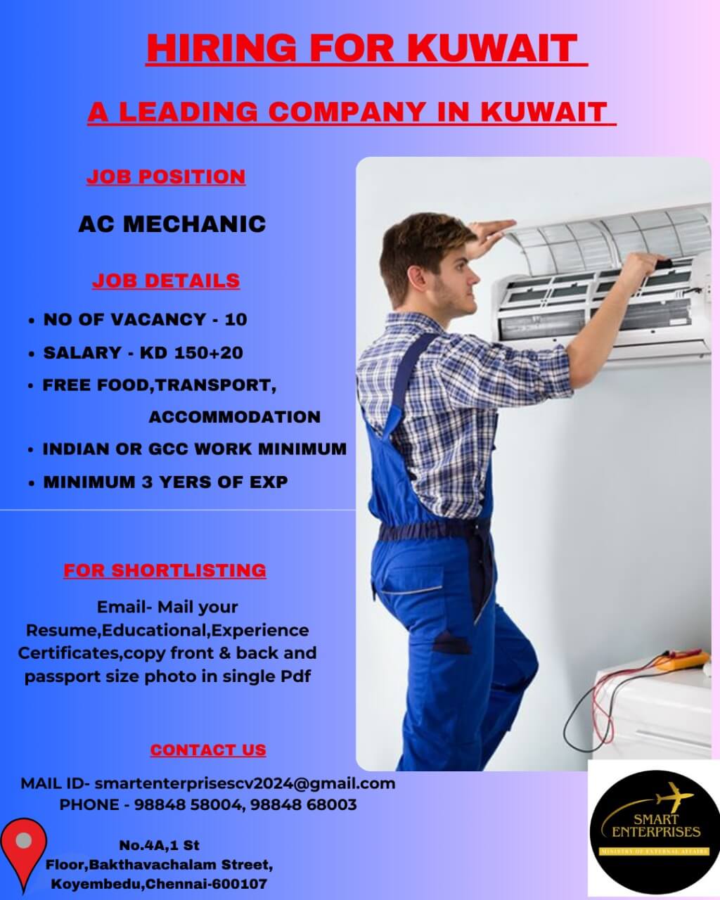 AC TECHNICIAN AND AC MECHANIC