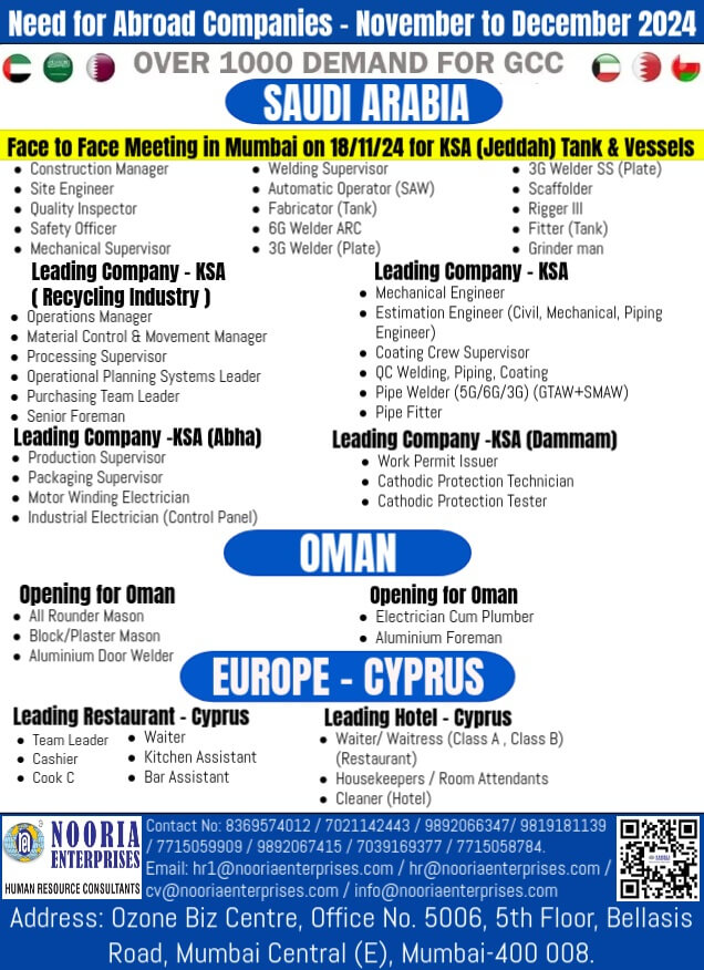 👉 Need for Abroad Companies - November to December 2024 👈