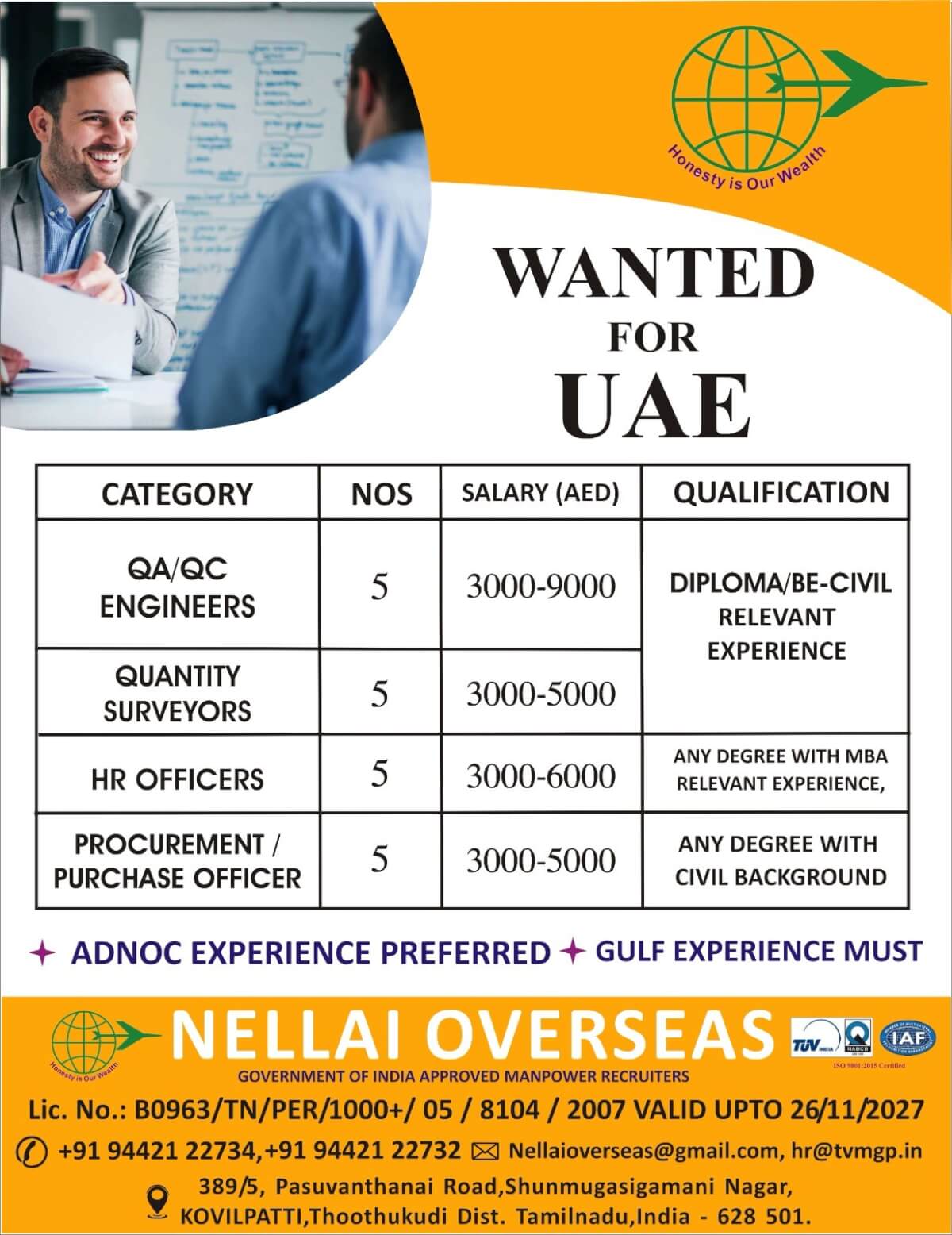 WANTED FOR UAE