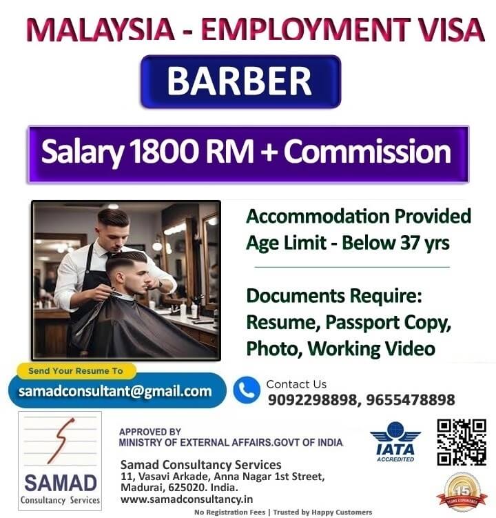 Malaysia Beauty Salon -  Employment Visa, BARBER - 20 NO'S