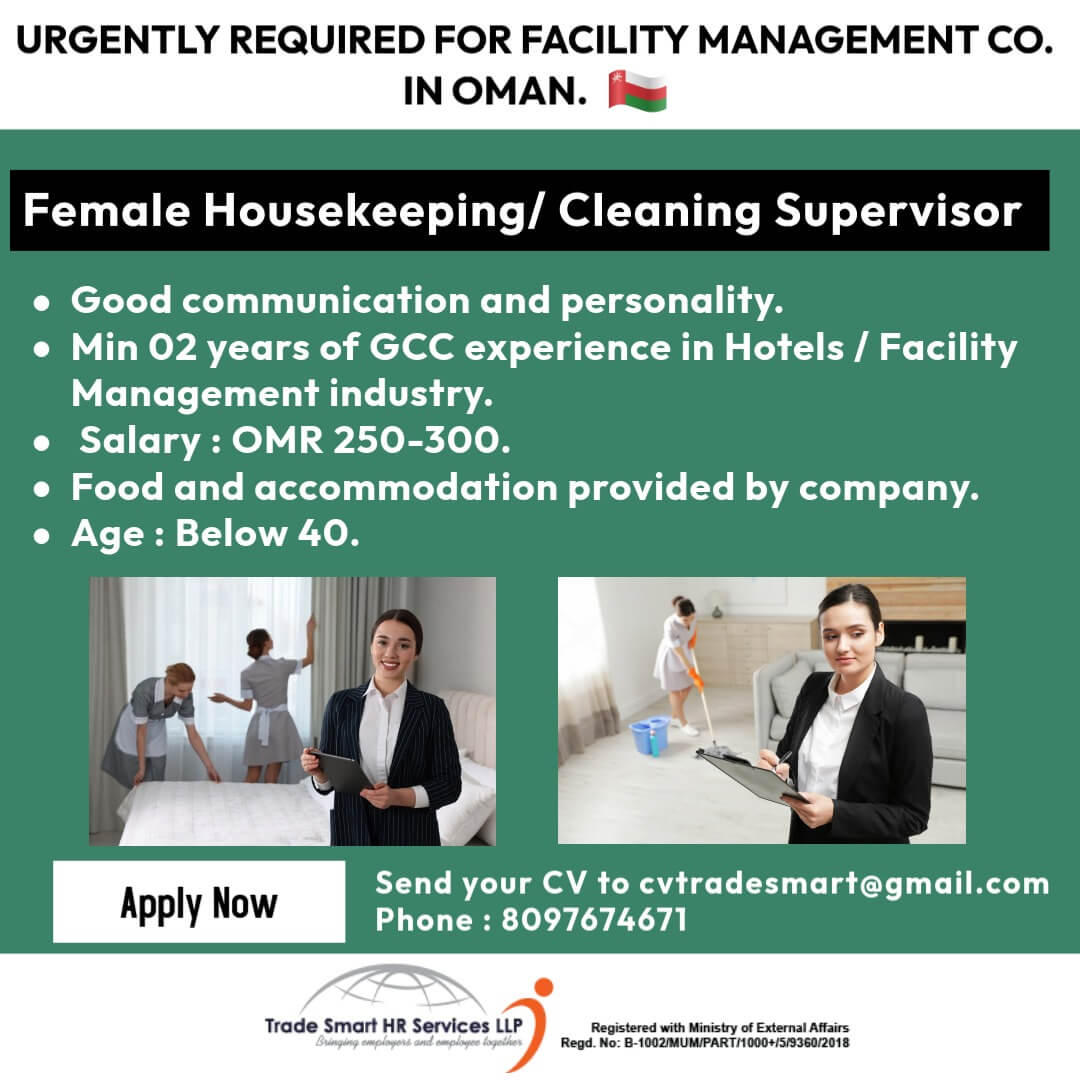 Female Housekeeping/ Cleaning Supervisor