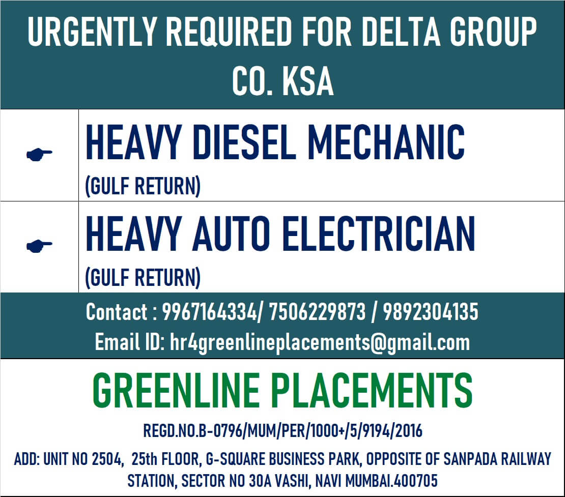 URGENTLY REQUIRED FOR DELTA GROUP COMPANY KSA