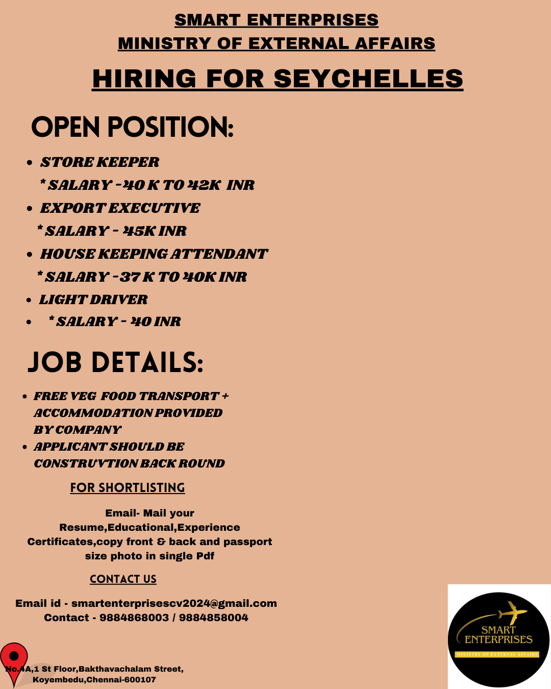 URGENT REQUIRMENT FOR SEYCHELLES