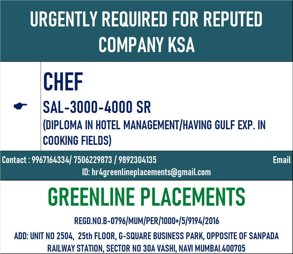 URGENTLY REQUIRED FOR REPUTED COMPANY KSA