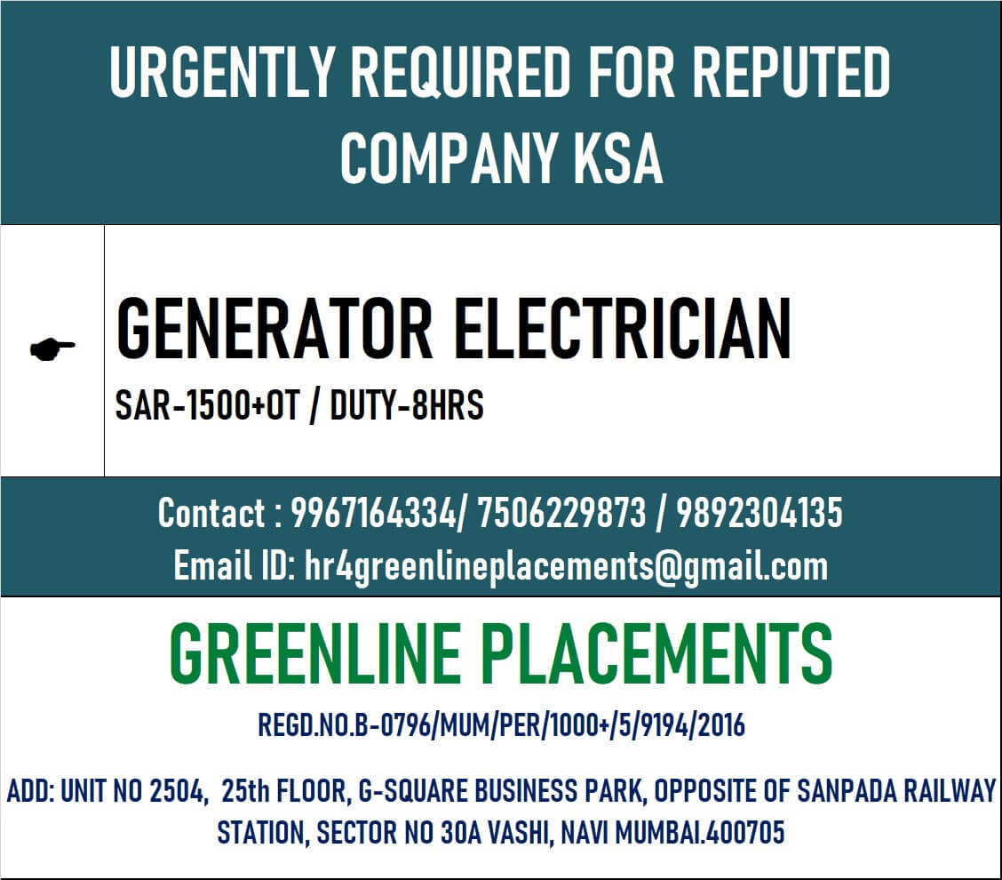 URGENTLY REQUIRED FOR REPUUTED COMPANY KSA