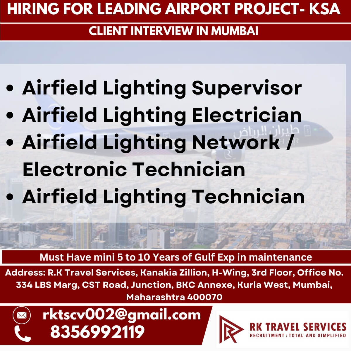 ﻿ HIRING FOR LEADING AIRPORT PROJECT- KSA