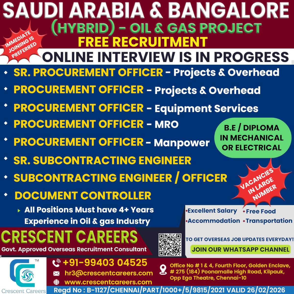 SR.PROCUREMENT OFFICER / PROCUREMENT OFFICER / SR. SUBCONTRACTING ENGINEER / DOCUMENT CONTROLLER