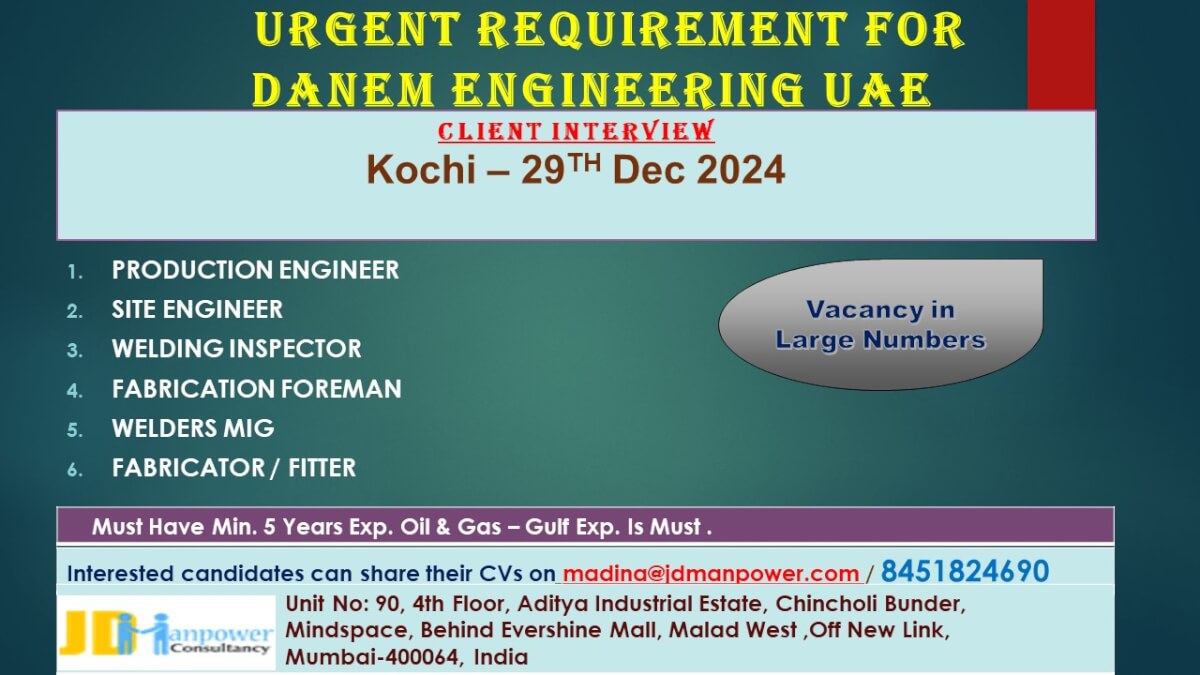 URGENT REQUIREMENT FOR QATAR FOR LONG TERM PROJECT