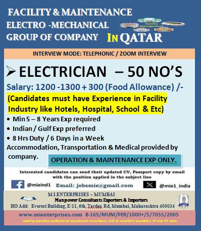 FACILITY & MAINTENANCE  ELECTRO -MECHANICAL     GROUP OF COMPANY  in qatar