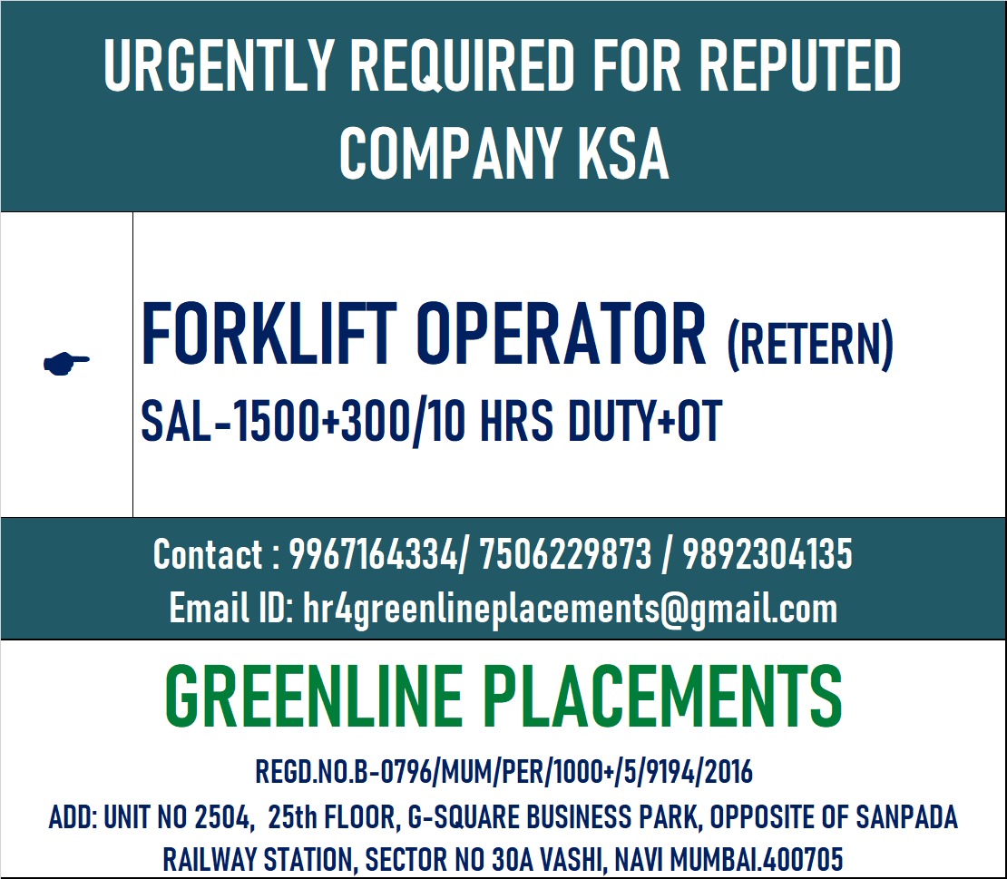 URGENTLY REQUIRD FOR REPUTED COMPANY KSA