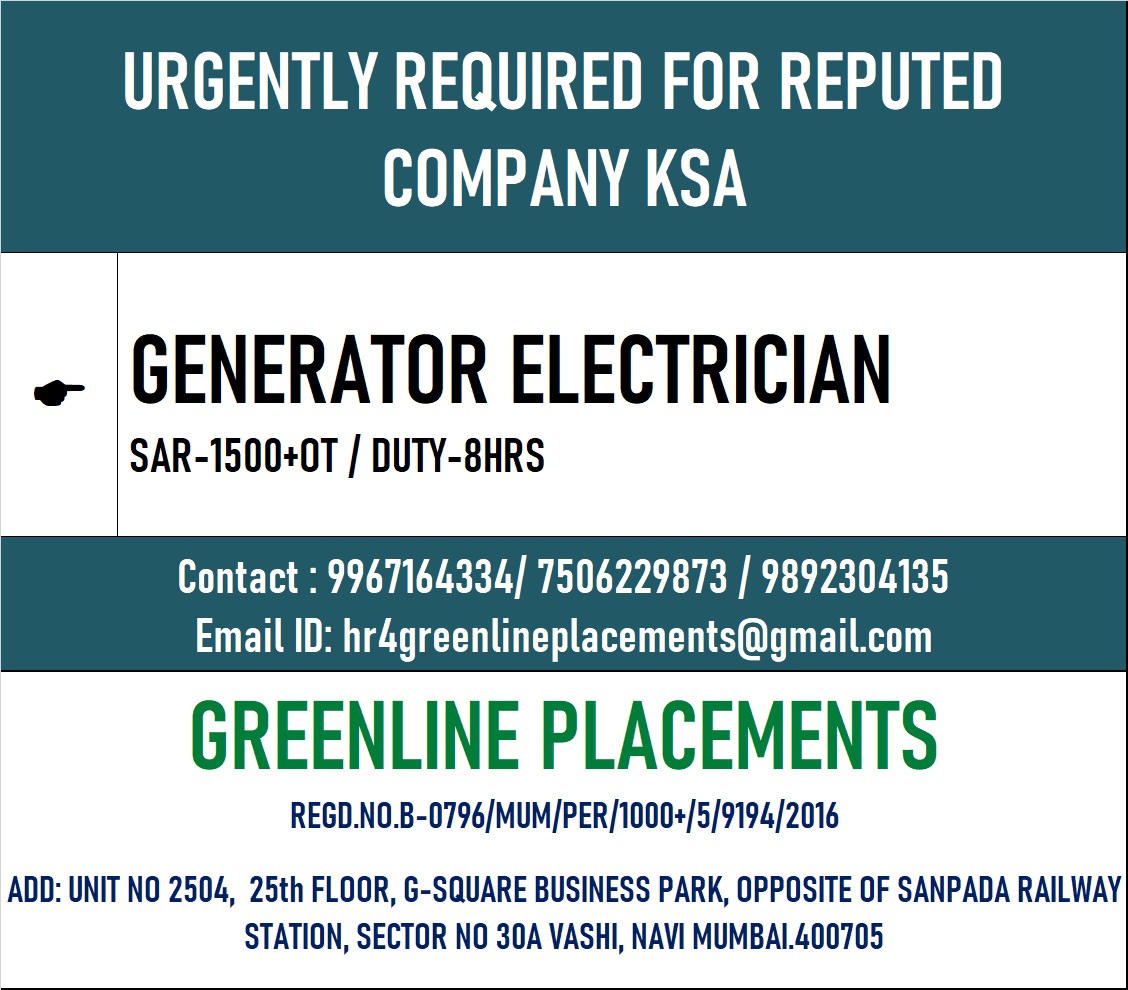 URGENTLY REQUIRED FOR REPURTED COMPANY KSA