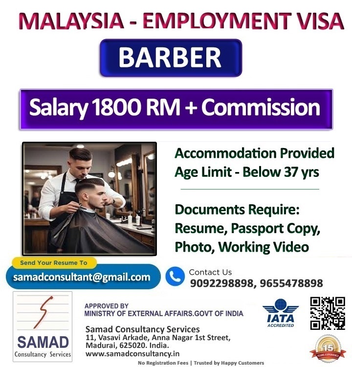 Malaysia Beauty Salon -  Employment Visa, BARBER